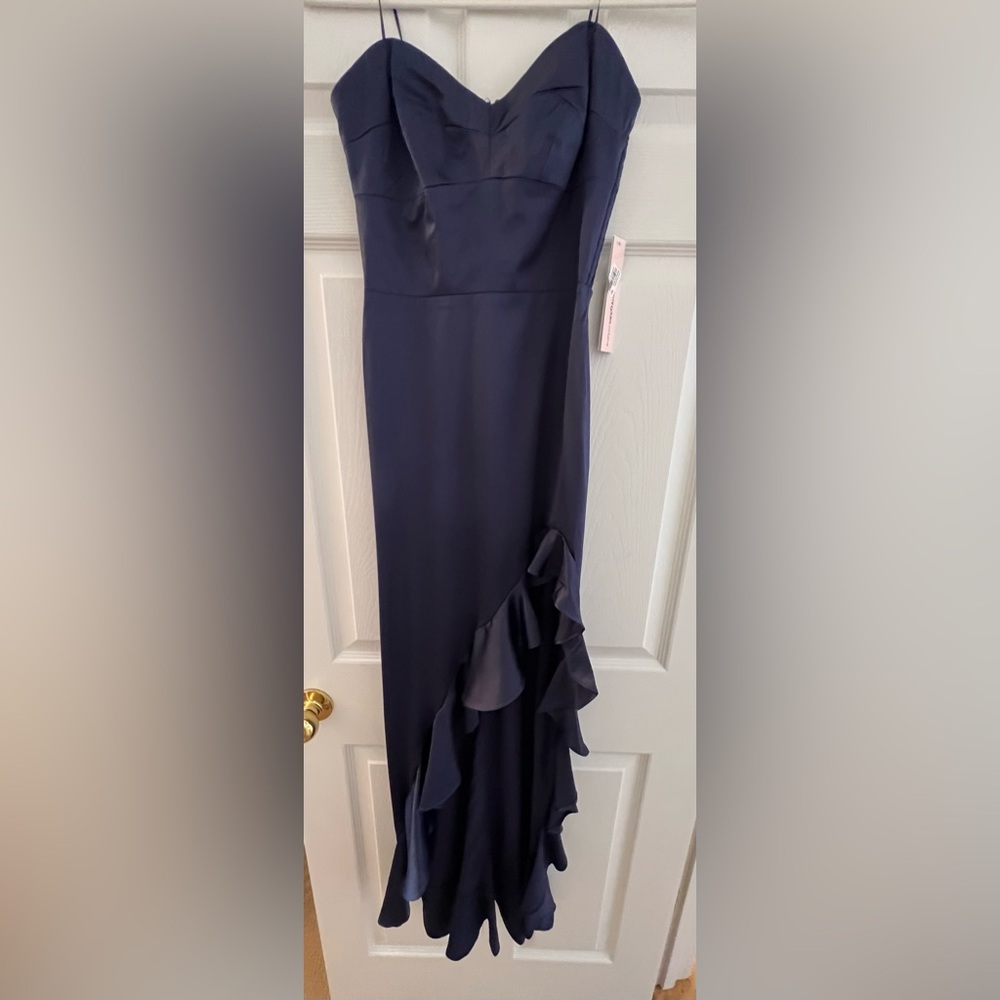 Navy Aqua dress with ruffle detail, NWT, size XS
